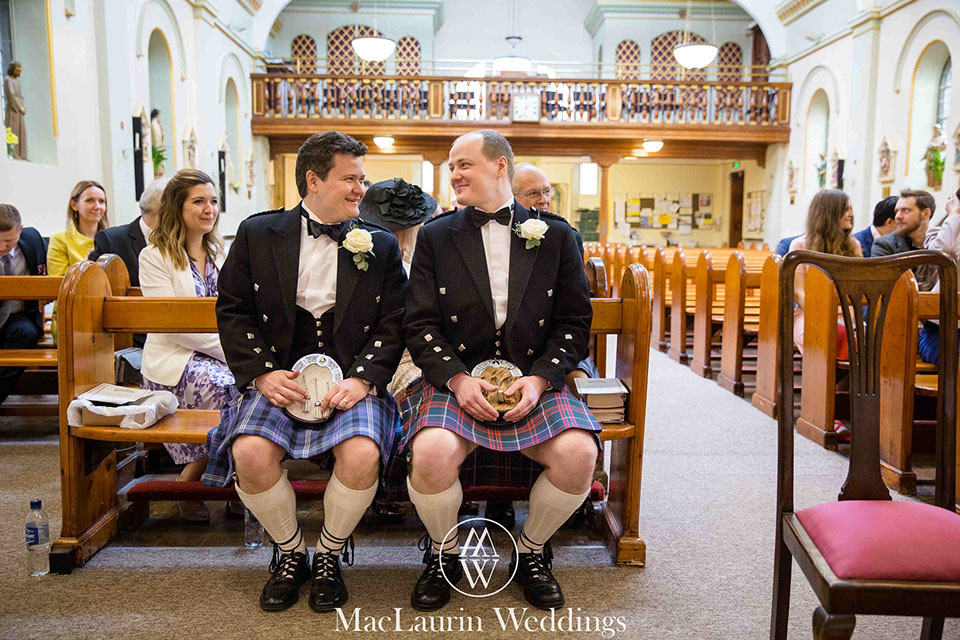 groom and best man waiting for the bride